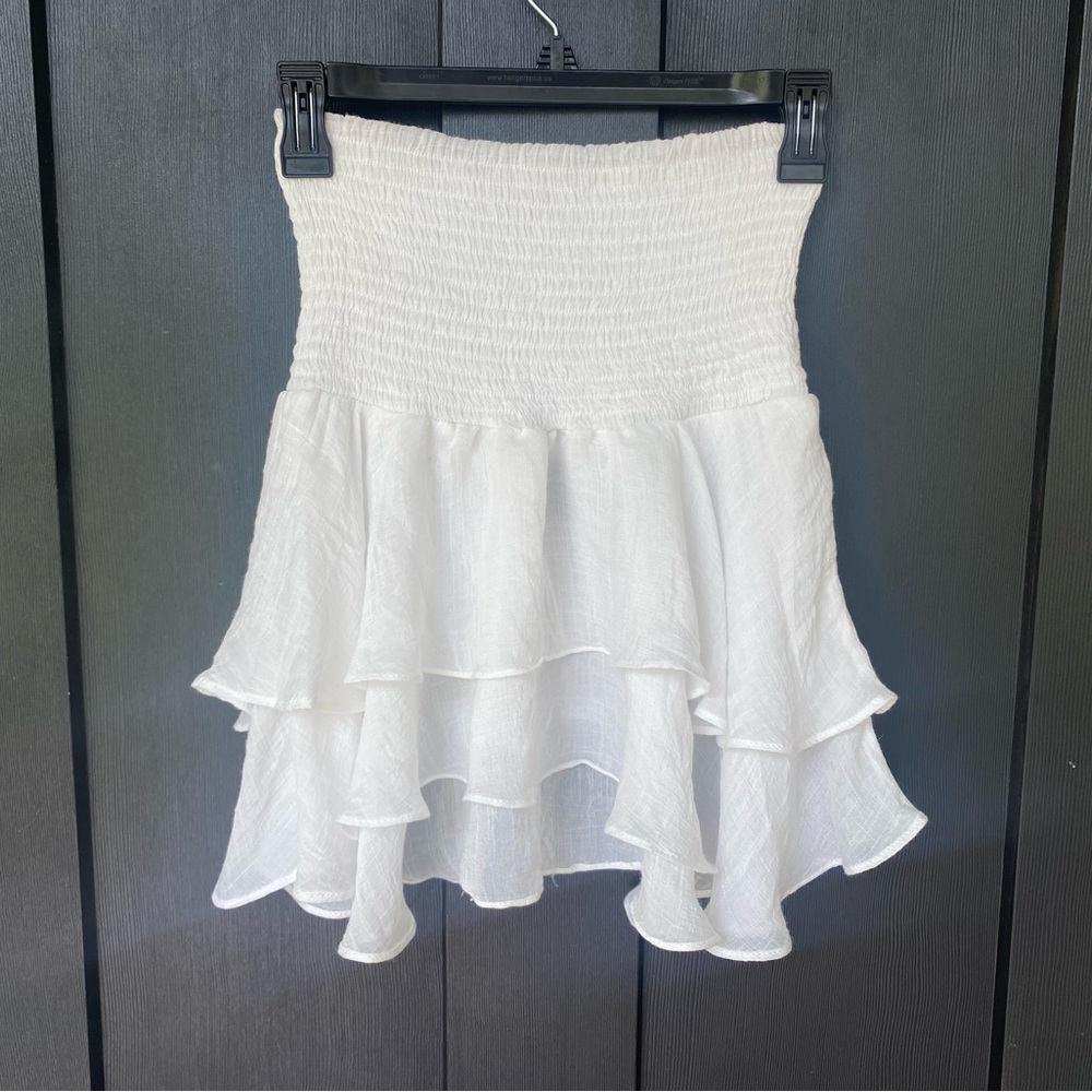 White Ruffled Mini Skirt—Small - Picture 2 of 6